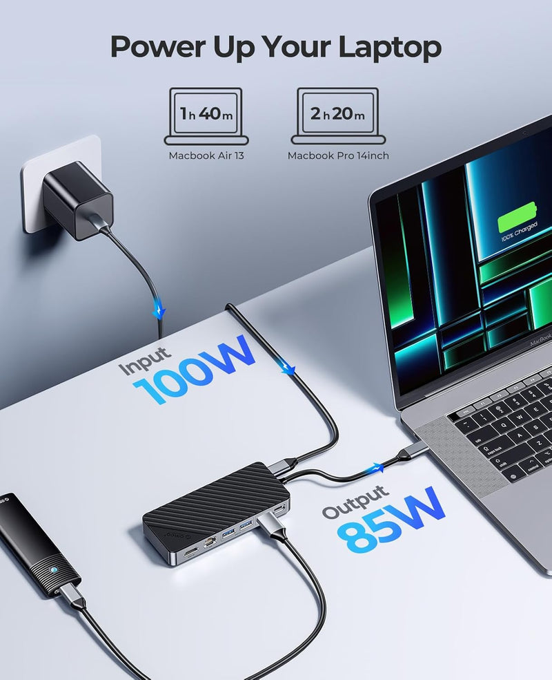 ORICO 8-in-1 Multifunctional Docking Station With M.2 NVMe/NGFF SSD Enclosure OM28PR