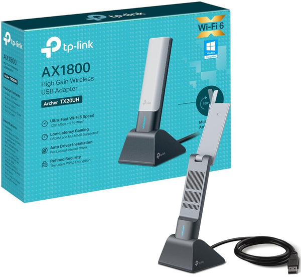 TP-Link Archer TX20UH AX1800 High Gain Dual Band Wi-Fi USB Adapter, Extension Cable