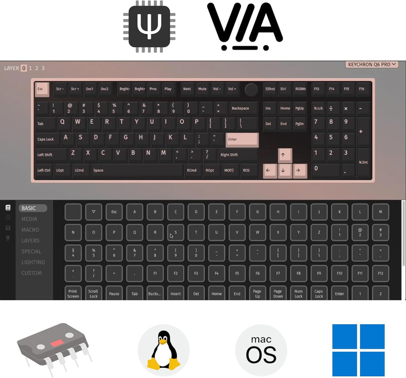 Keychron Q6 Pro QMK/VIA Wireless Custom Mechanical Keyboard -Silver Gray (Brown) (KC-Q6P-N3) 