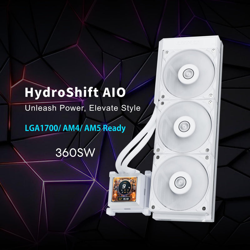 LIAN LI HydroShift LCD 360S White White 360mm Liquid CPU Cooler (HSLCD36SW) 