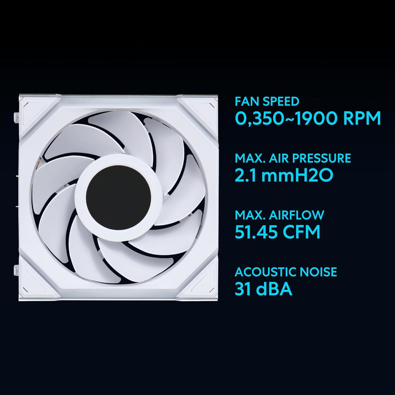 LIAN LI UNI FAN SL Wireless LCD Reverse Blade 反葉 120mm (3 in 1) Case Fan - WHITE (12RSLLCD1W3W)