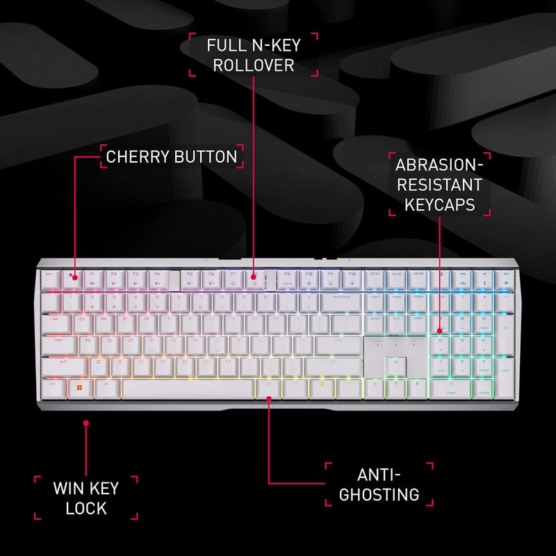 CHERRY MX 3.0S Wireless RGB 白色 無線機械式鍵盤 (靜音紅軸) G80-3872 *送CHERRY MW2400無線滑鼠