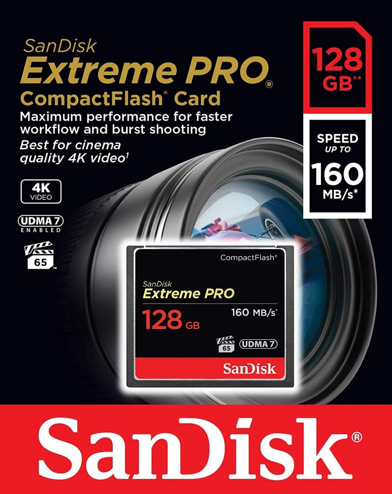 SanDisk 128GB EXTREME PRO CompactFlash (160R/160W MB/s) SDCFXPS-128G-G46 772-3251