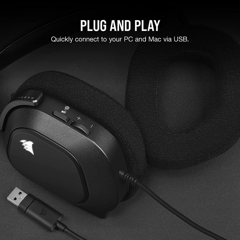 Corsair HS80 RGB USB Wired Gaming Headset — Carbon Black CA-9011237-AP 