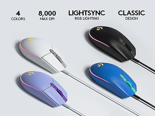 Logitech G203 Lightsync Gaming Mouse 6 鍵遊戲滑鼠