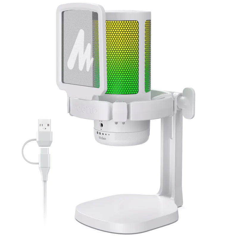 Maono AU-DM20 White RGB Condenser Microphone - MM-DM20WH