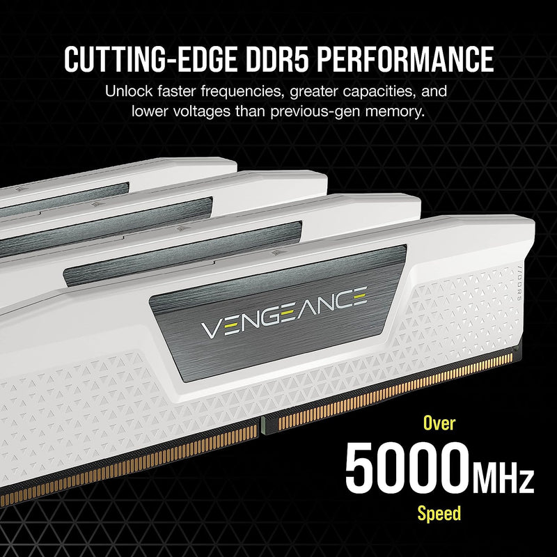CORSAIR 64GB Kit (2x32GB) VENGEANCE White CMK64GX5M2B5600C40W DDR5 5600MHz Memory