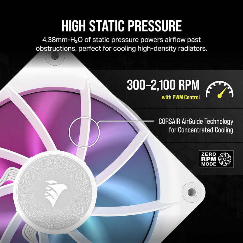 Corsair iCUE LINK RX120 RGB Starter Kit 120mm PWM Fan - White (Triple Pack) CO-9051022-WW 