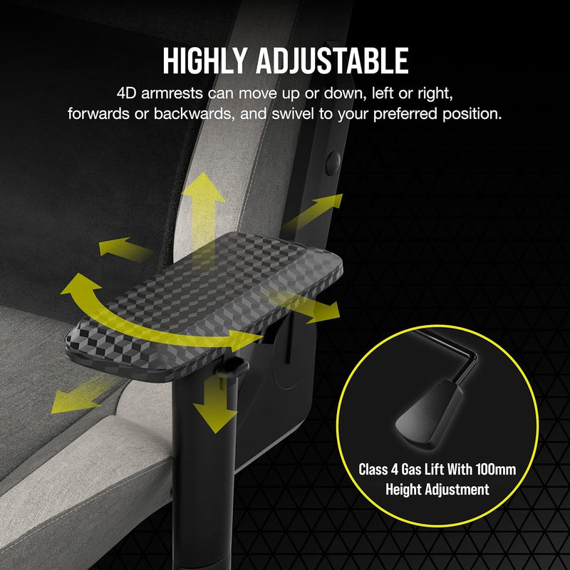 Corsair T3 RUSH Fabric Ergonomic Gaming Chair-Grey/White CF-9010058-WW (Direct delivery from agent) 