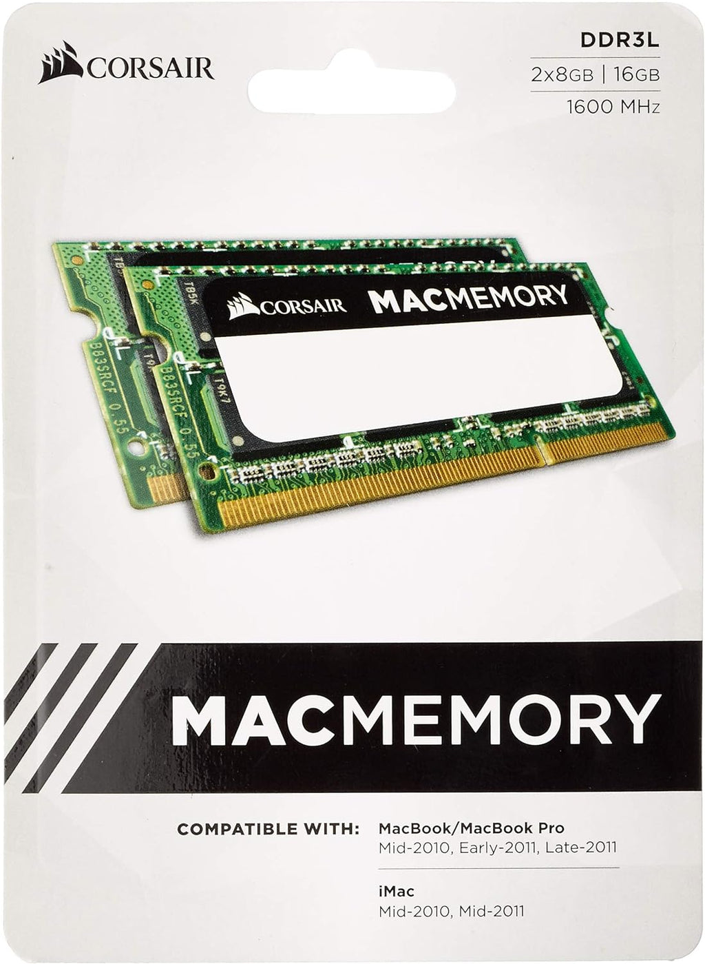 CORSAIR Mac Memory DDR3 SODIMM 16GB Kit 2x8GB DDR3L 1600MHz CMSA16GX3M2A1600C11 Memory Apple Certified