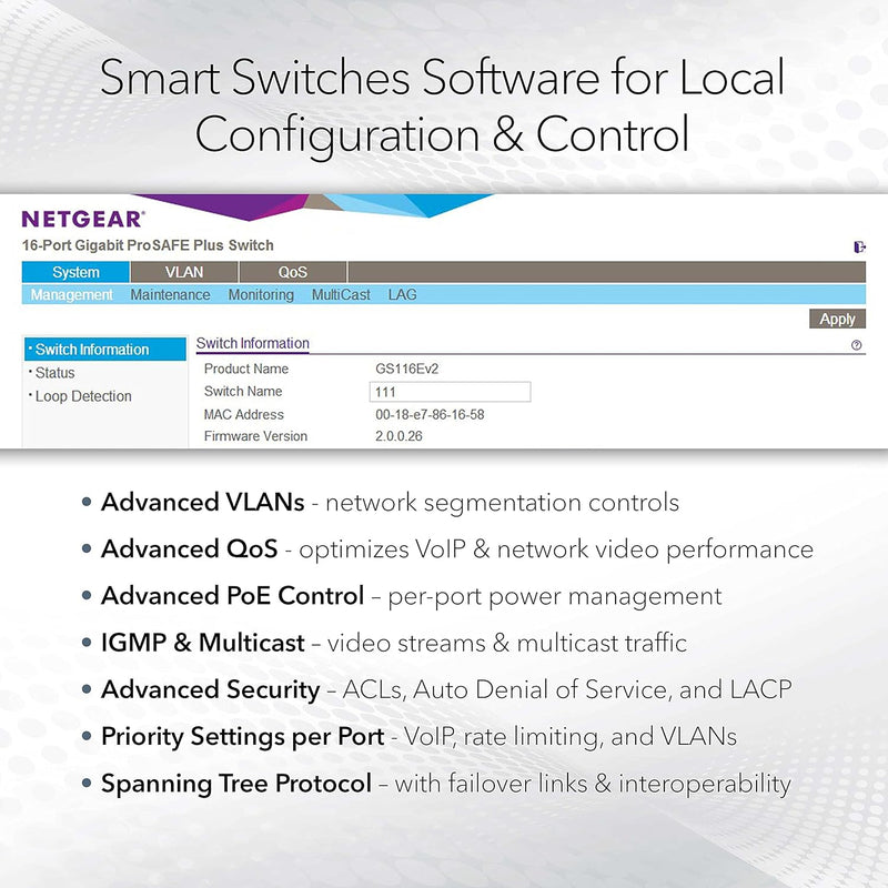 NETGEAR GS724T-400AJS 24Port Gigabit Ethernet Smart Switch with 2 SFP Ports