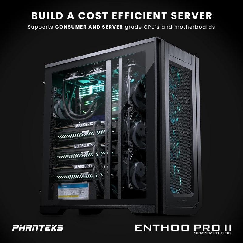 Phanteks Enthoo Pro II Tempered Glass Server Edition E-ATX/SSI EEB Tower Case PH-ES620PTG_BK02