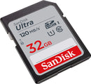 SanDisk 32GB Ultra SD Card (CL10 UHS-I Full HD 120MB/s) SDSDUN4-032G-GN6IN 772-4388