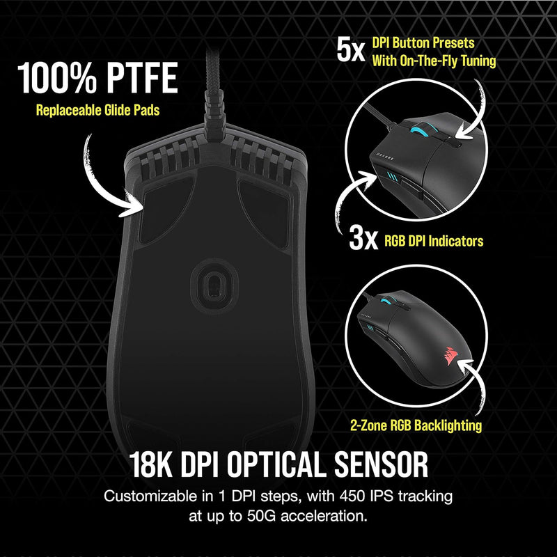 【至抵優惠】Corsair SABRE RGB PRO CHAMPION SERIES Ultra-Light FPS/MOBA Gaming Mouse CH-9303111-AP