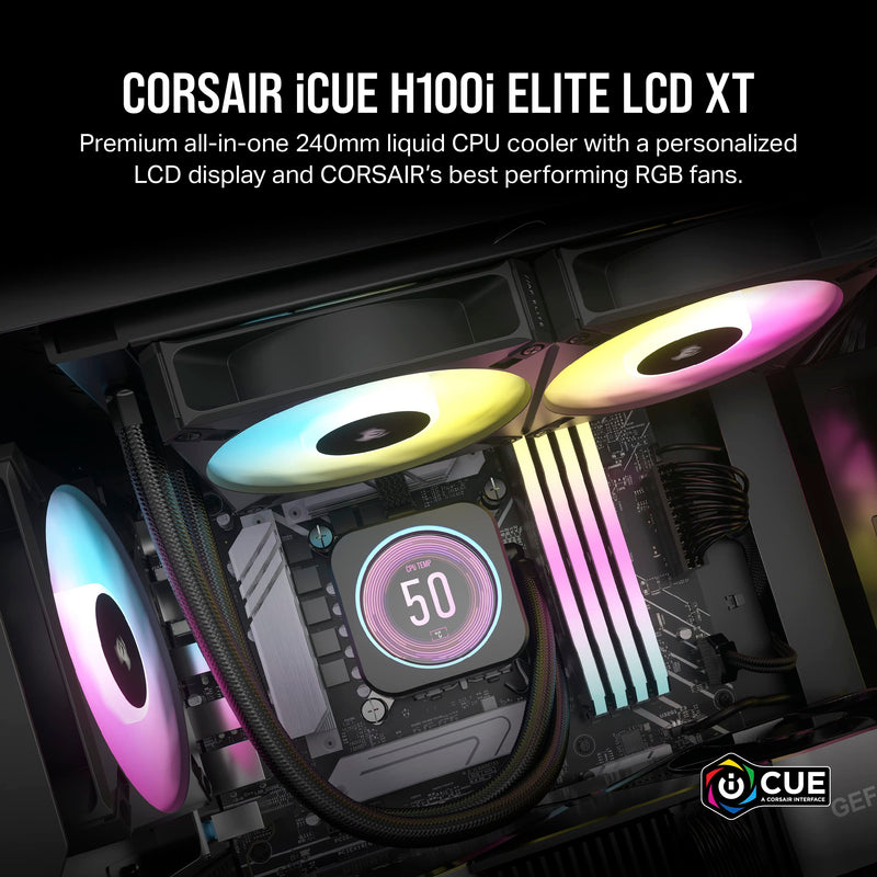 CORSAIR iCUE H100i ELITE LCD XT ARGB 240mm Liquid CPU Cooler CW-9060074-WW