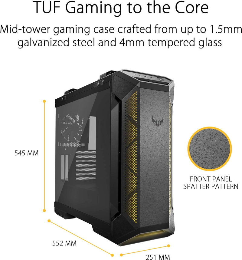 ASUS TUF Gaming GT501 (Black) ATX Tower Case supports EATX motherboards 