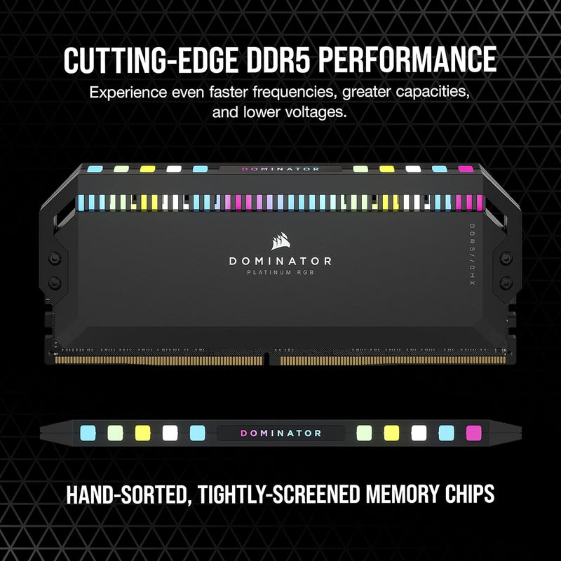 CORSAIR 32GB Kit (2x16GB) DOMINATOR PLATINUM RGB CMT32GX5M2X6200C36 DDR5 6200MHz Memory 