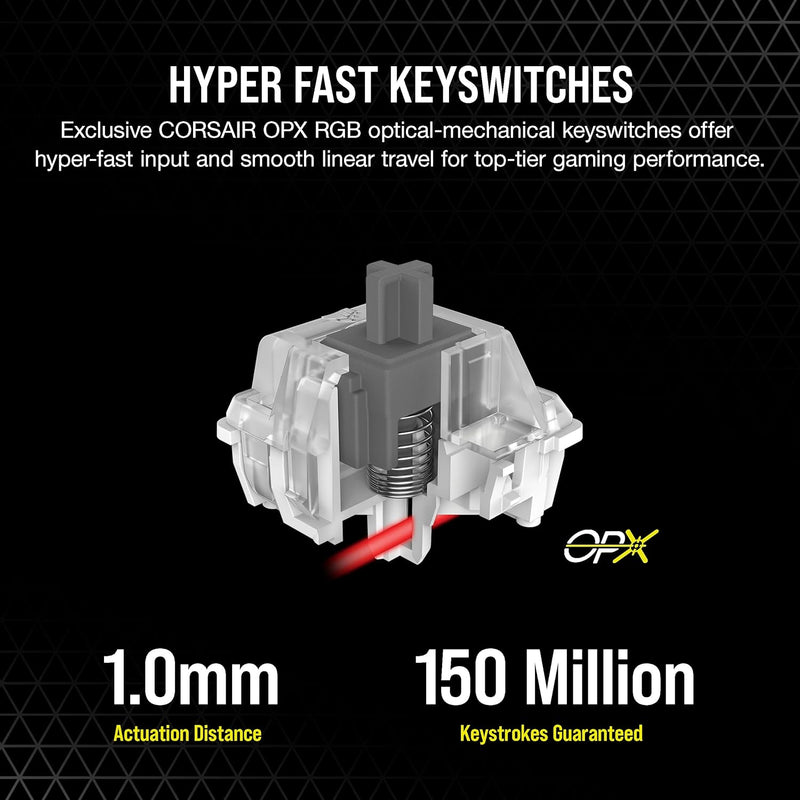 【至抵優惠】Corsair K70 RGB PRO Optical-Mechanical Gaming Keyboard with PBT DOUBLE SHOT PRO Keycaps - White CH-910951A-NA