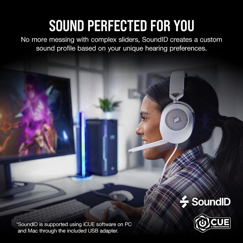 Corsair HS65 SURROUND Wired Gaming Headset — White CA-9011271-AP 