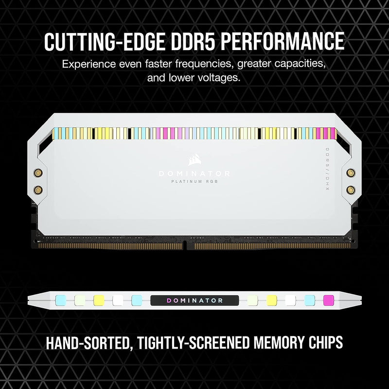 CORSAIR 32GB Kit (2x16GB) DOMINATOR PLATINUM RGB White 白色 CMT32GX5M2X6200C36W DDR5 6200MHz Memory