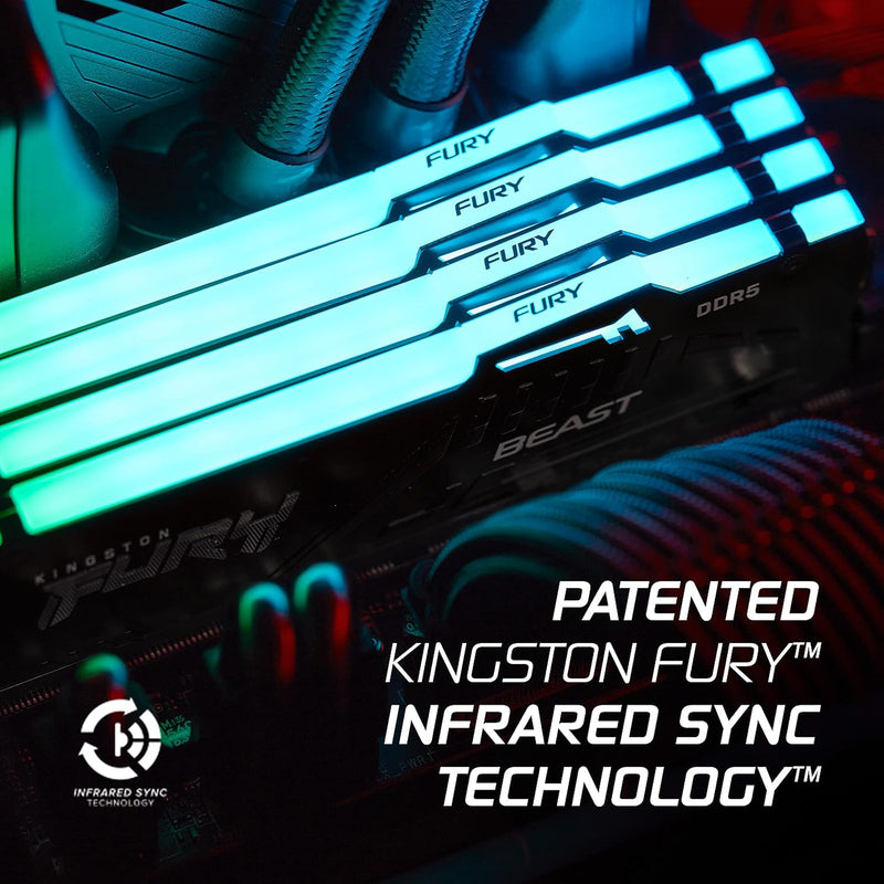 Kingston 64GB Kit (2x32GB) KF556C36BBE2AK2-64 / KF556C36BBEAK2-64 FURY Beast RGB DDR5 5600MHz Memory (AMD EXPO & Intel XMP 3.0)
