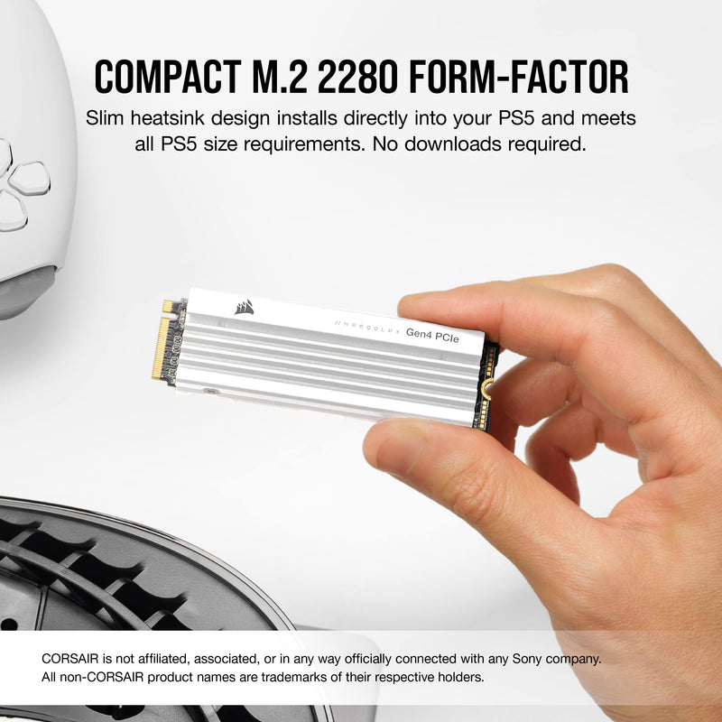 Corsair 1TB MP600 PRO LPX White w/Heatsink CSSD-F1000GBMP600PLPW M.2 2280 PCIe Gen4 x4 SSD