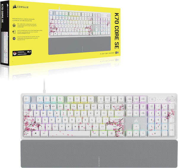 Corsair K70 CORE SE RGB Mechanical Gaming Keyboard with Palm Rest (Cherry MLX Red Switch) Cherry Blossom CH-9109C1E-NA 
