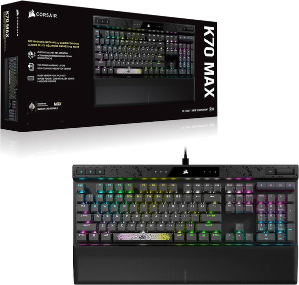 Corsair K70 MAX RGB Magnetic-Mechanical Gaming Keyboard — Adjustable CORSAIR MGX Switches - Steel Grey CH-910961G-NA