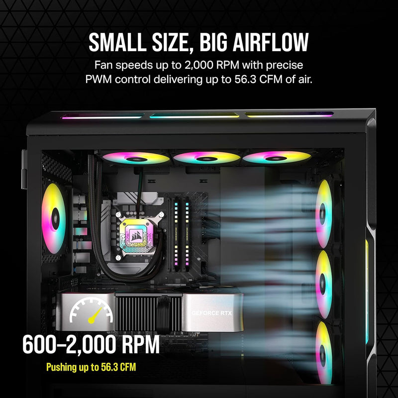 Corsair iCUE AF120 RGB SLIM 120mm PWM Fluid Dynamic Bearing Dual Fan Kit - Black 黑色 (Twin Pack 兩件裝) CO-9050163-WW