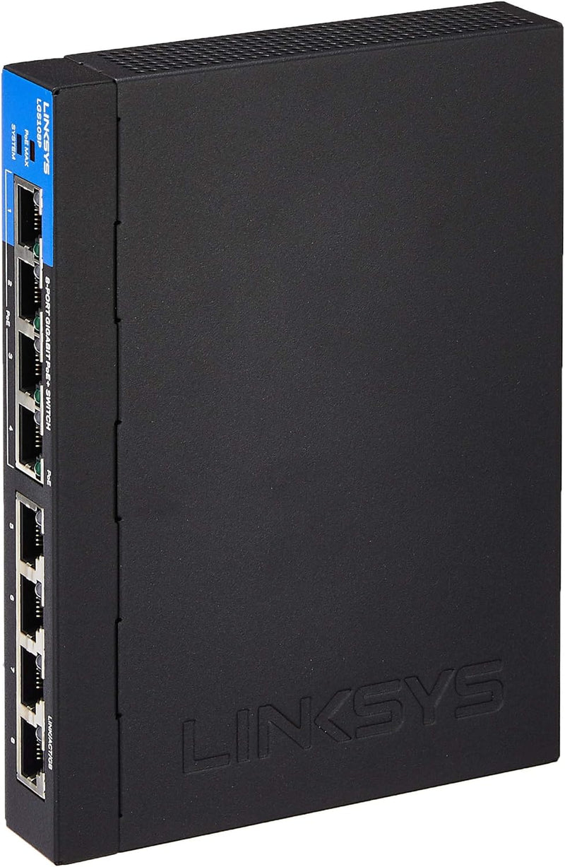 Linksys LGS108P-AP 8-Port Business Desktop Unmanaged Gigabit PoE+ Switch (5 year)