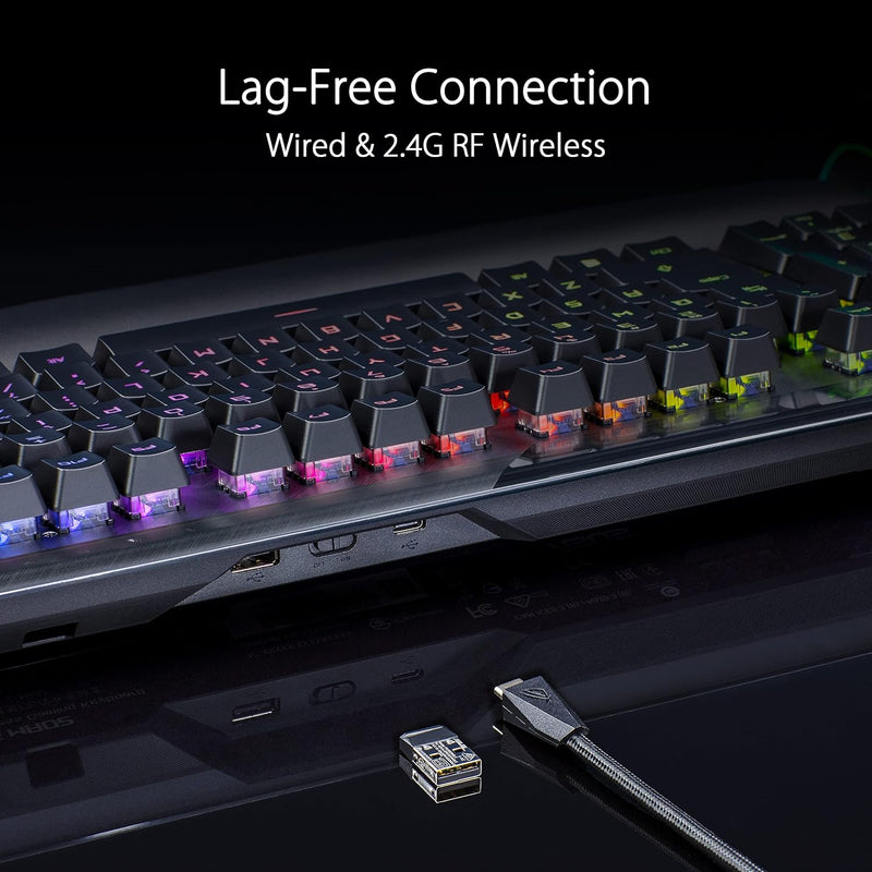 ASUS 華碩 ROG CLAYMORE II RX 光學 無線機械軸鍵盤 (青軸) (90MP01W2-BKUA00)