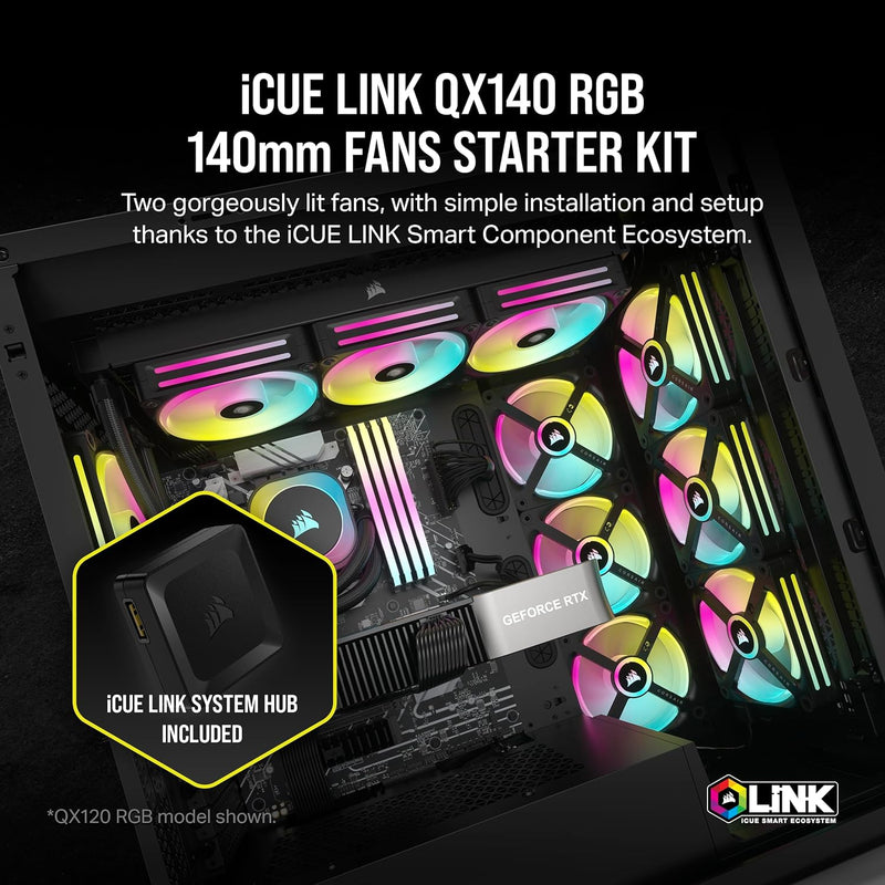 Ventola CORSAIR ICUE LINK LX140 RGB - 140 Mm, PWM, Doppio Anello LED, Per PC Gaming - Foto 6