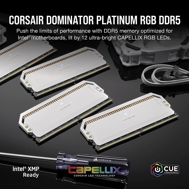 CORSAIR 64GB Kit (2x32GB) DOMINATOR PLATINUM RGB White 白色 CMT64GX5M2B5600C40W DDR5 5600MHz Memory