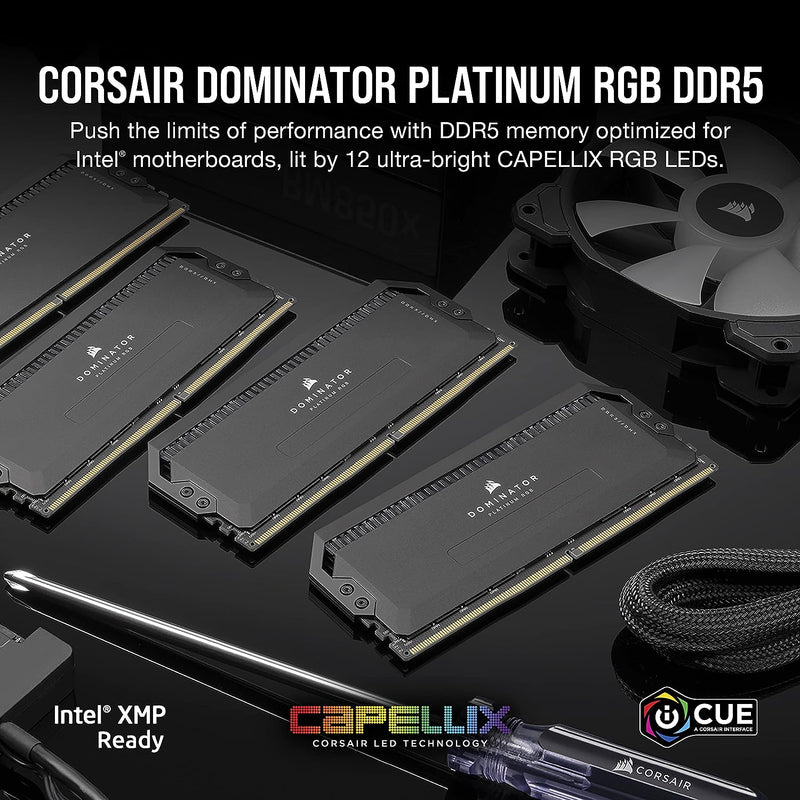 CORSAIR 64GB Kit (2x32GB) DOMINATOR PLATINUM RGB CMT64GX5M2B5200C40 DDR5 5200MHz Memory 