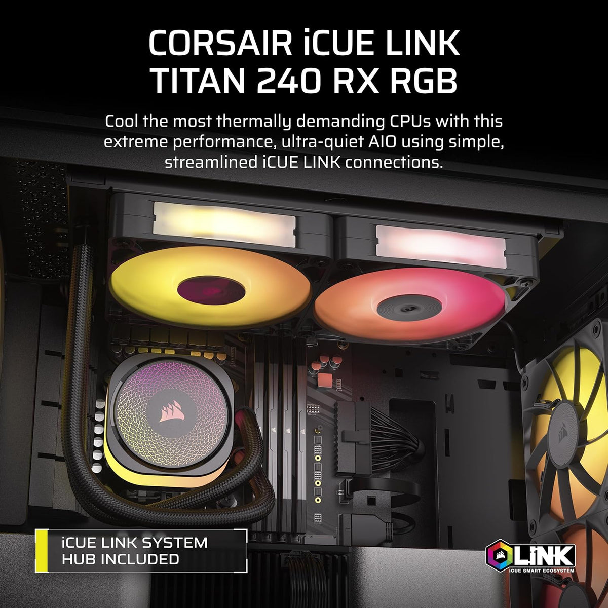 CORSAIR iCUE LINK TITAN 240 RX RGB 240mm Liquid CPU Cooler CORSAIR iCUE LINK TITAN 240 RX RGB 240mm Liquid CPU Cooler
