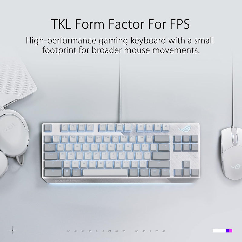 ASUS 華碩 ROG Strix Scope NX TKL Moonlight White 月光版機械式鍵盤 (青軸)(90MP02B8-BKUA00)