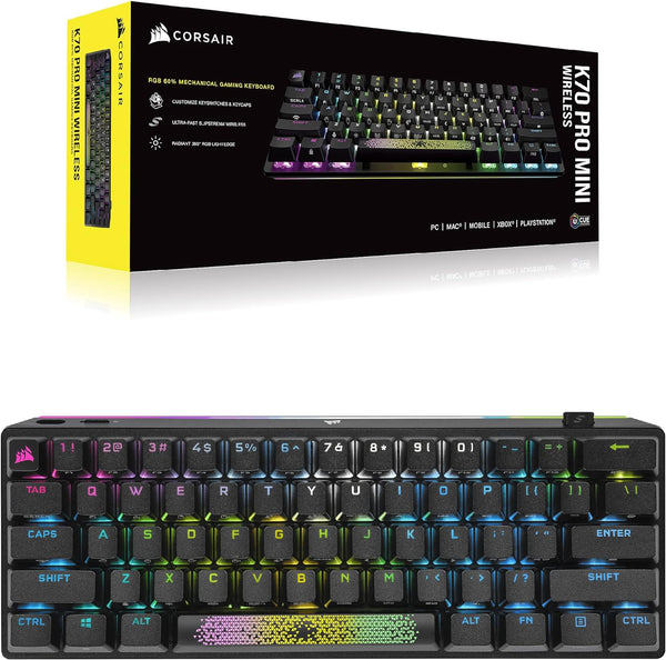 【CORSAIR 5月份電競產品優惠】Corsair K70 PRO MINI WIRELESS 60% Mechanical Keyboard CHERRY MX Red Axis Key Switch with RGB Backlight - Black CH-9189010-NA