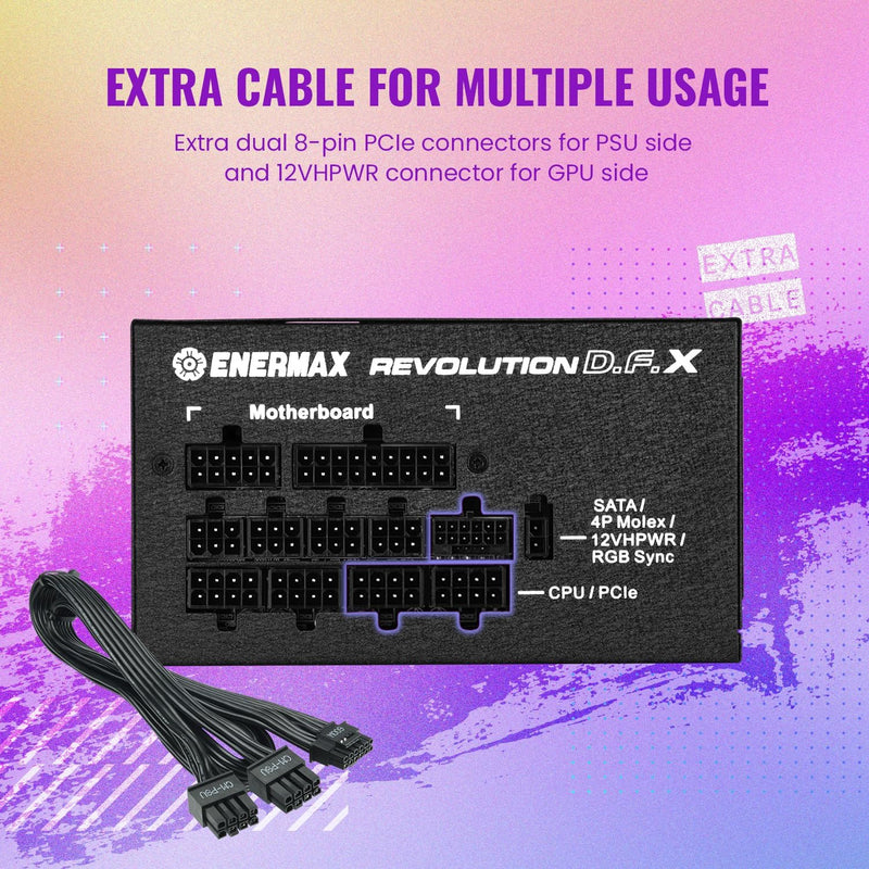 ENERMAX REVOLUTION DFX ATX3.0 PCIE 5.0 1050W 80 PLUS Gold Fully Modular Power Supply (PS-ERT1K) 