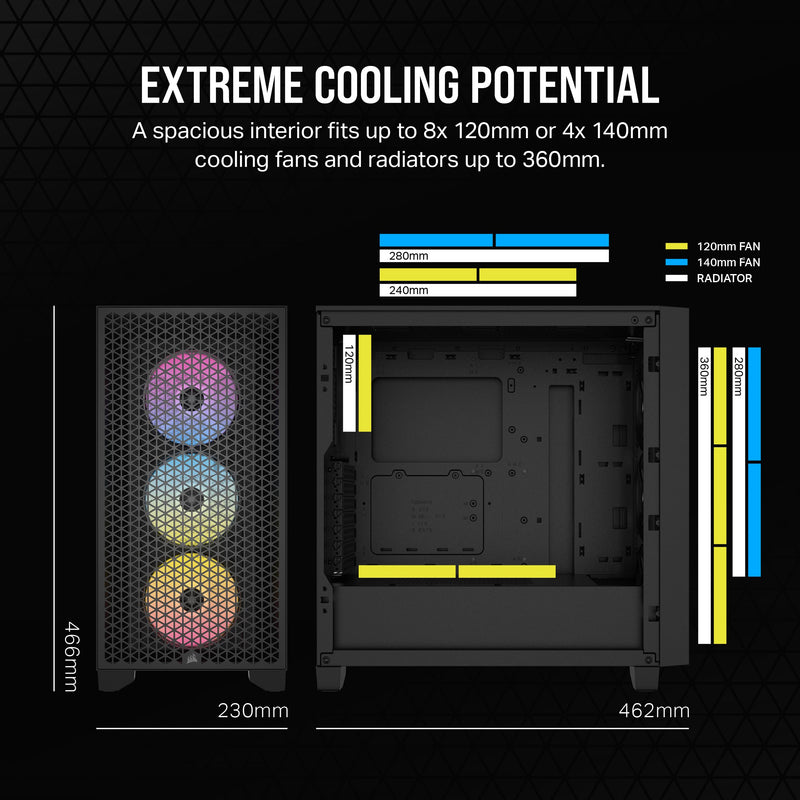 CORSAIR iCUE 3000D RGB AIRFLOW Black Black Mid-Tower PC Case CC-9011255-WW 