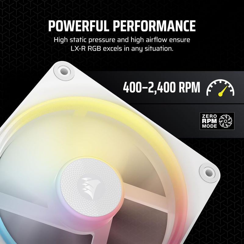 Corsair iCUE LINK LX120-R RGB Starter Kit White 120mm PWM Reverse PC Case Triple Pack (3件裝) (CO-9051054-WW)