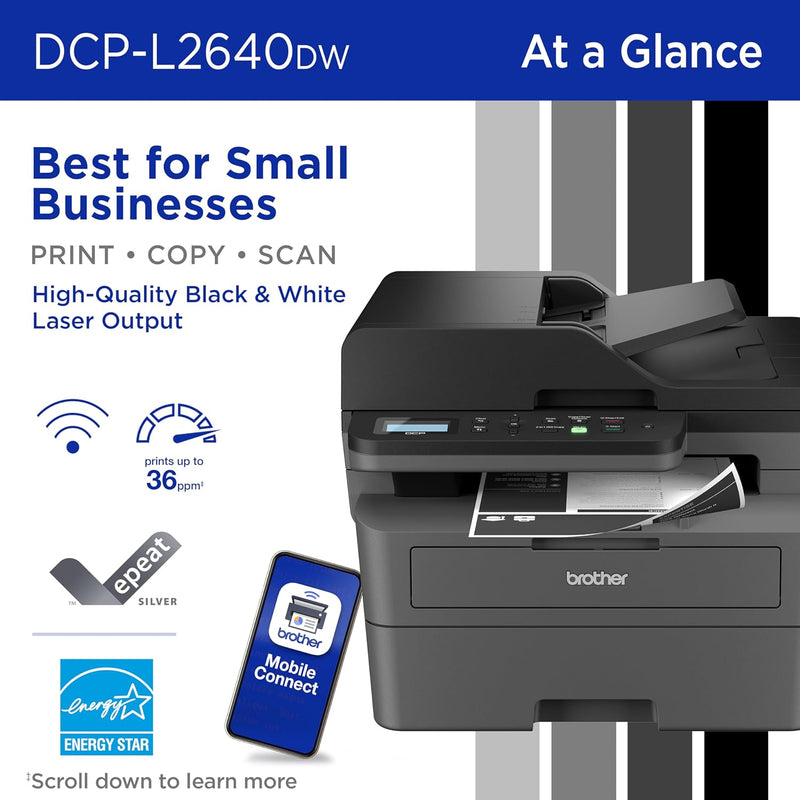 Brother DCP-L2640DW 4-in-1 black and white wireless double-sided laser printer 