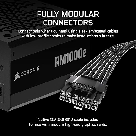 CORSAIR 1000W RM1000e ATX 3.1 Cybenetics Platinum Full Modular Power Supply (CP-9020297-UK)