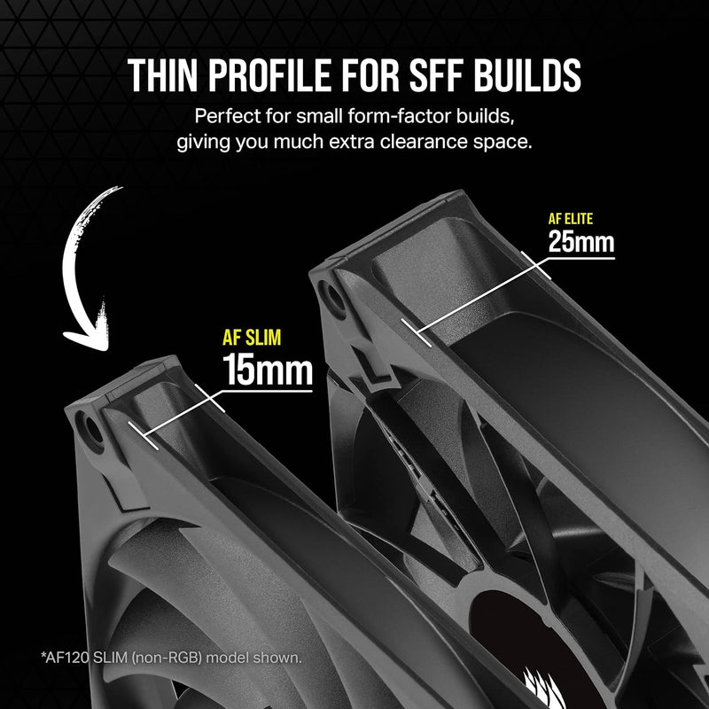 Corsair iCUE AF120 RGB SLIM 120mm PWM Fluid Dynamic Bearing Dual Fan Kit - Black 黑色 (Twin Pack 兩件裝) CO-9050163-WW