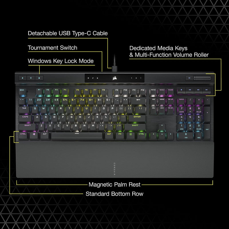 【CORSAIR 5月份電競產品優惠】Corsair K70 RGB PRO Mechanical Gaming Keyboard with PBT DOUBLE SHOT PRO Keycaps - CHERRY® MX Brown CH-9109412-NA