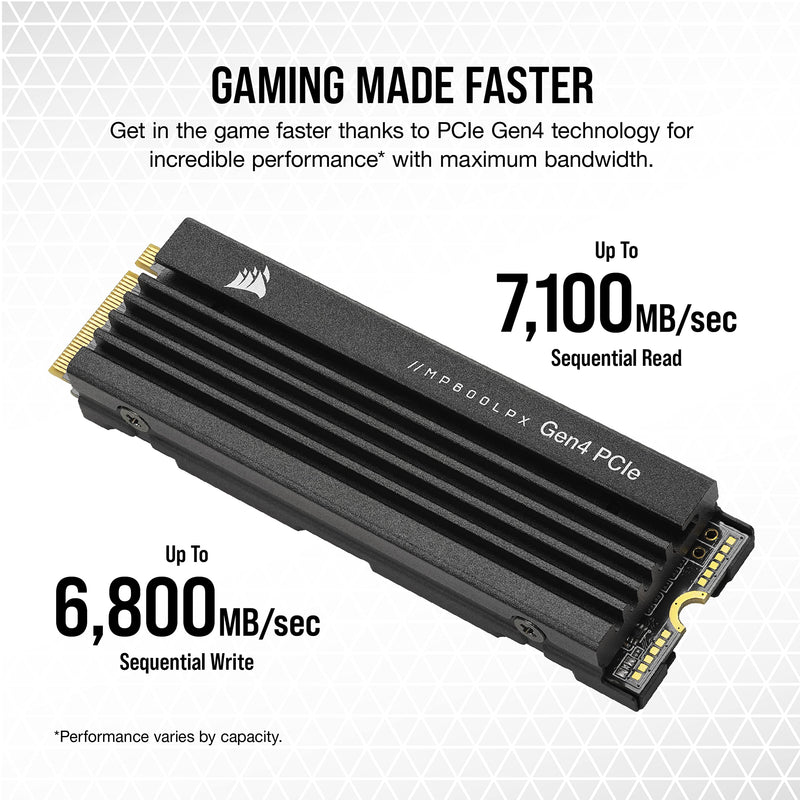 CORSAIR 2TB MP600 PRO LPX w/Heatsink CSSD-F2000GBMP600PLP M.2 2280 PCIe Gen4 x4 SSD