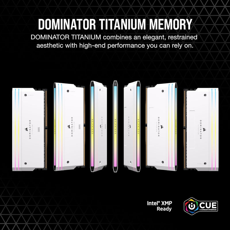 CORSAIR 64GB Kit (2x32GB) DOMINATOR TITANIUM RGB White 白色 CMP64GX5M2B6000Z30W DDR5 6000MHz CL30 Memory (AMD EXPO & Intel XMP 3.0)