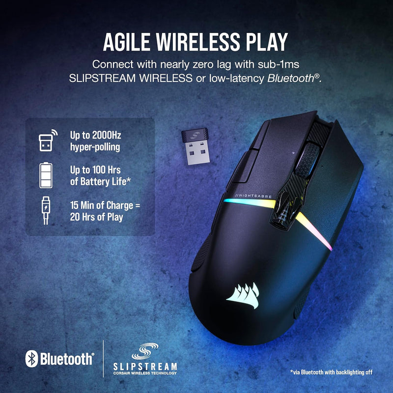 Corsair NIGHTSABRE WIRELESS RGB Gaming Mouse CH-931B011-AP 