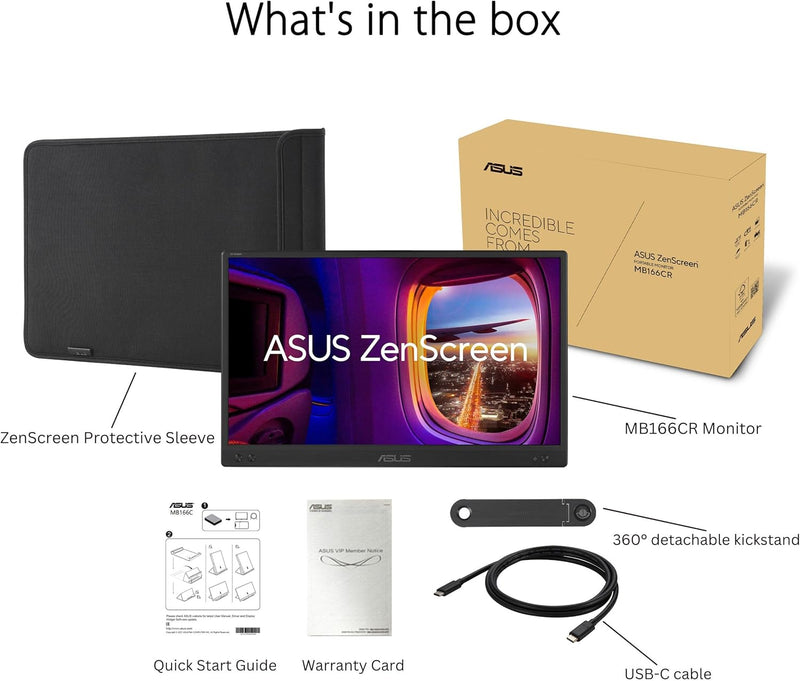 [Latest Product] ASUS 15.6" ZenScreen MB166CR FHD IPS (16:9) Portable Screen 