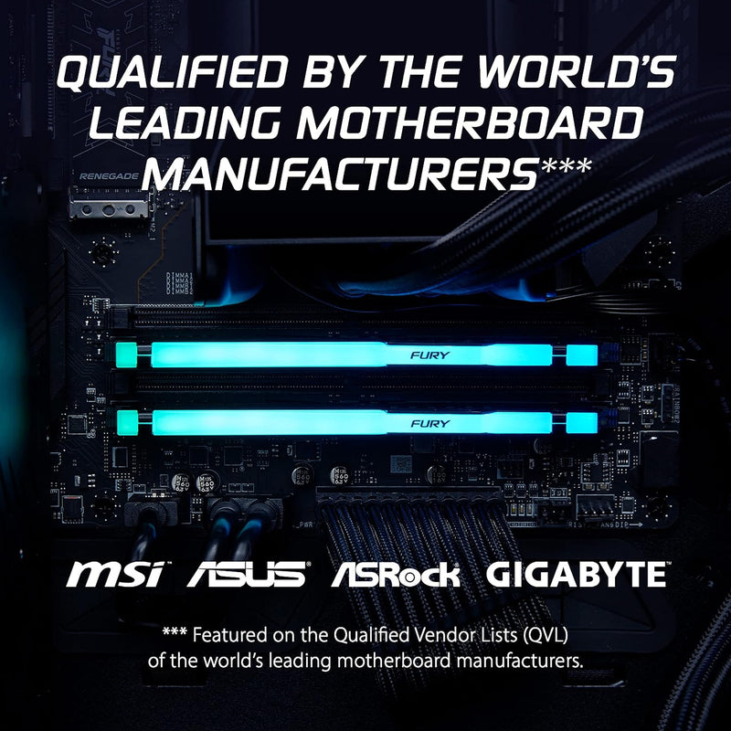 Kingston 64GB Kit (2x32GB) KF560C30BBEAK2-64 CL30 FURY Beast RGB DDR5 6000MHz Memory (AMD EXPO & Intel XMP 3.0)