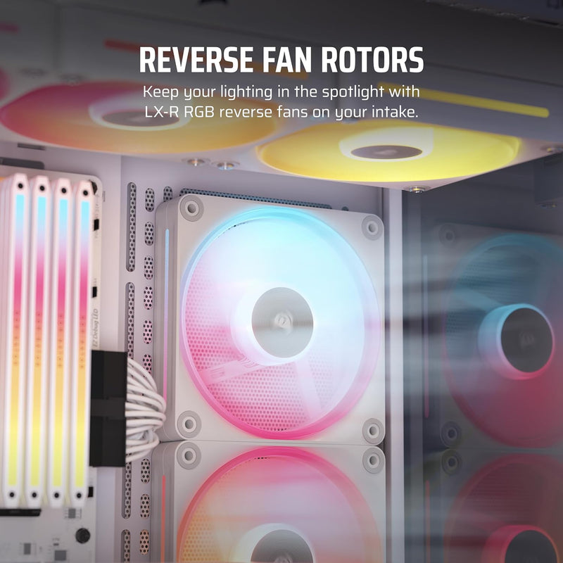 Corsair iCUE LINK LX140-R RGB Expansion White 140mm PWM Reverse PC Case Fan (CO-9051055-WW)
